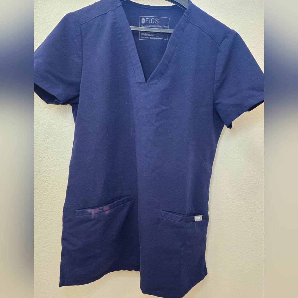 Figs Deep Blue V-Neck Scrub Top